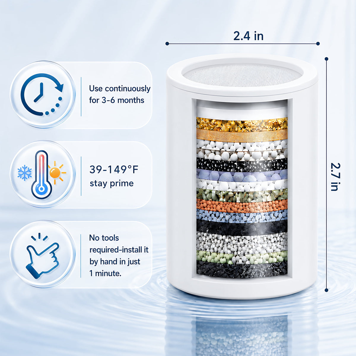 YTAKY Shower Filter Replacement,4 Pack 25-Stage Filtration,Universal Fit,High Water Flow,Gentle on Skin and Hair,Removes Chlorine Fluoride for Hard Water