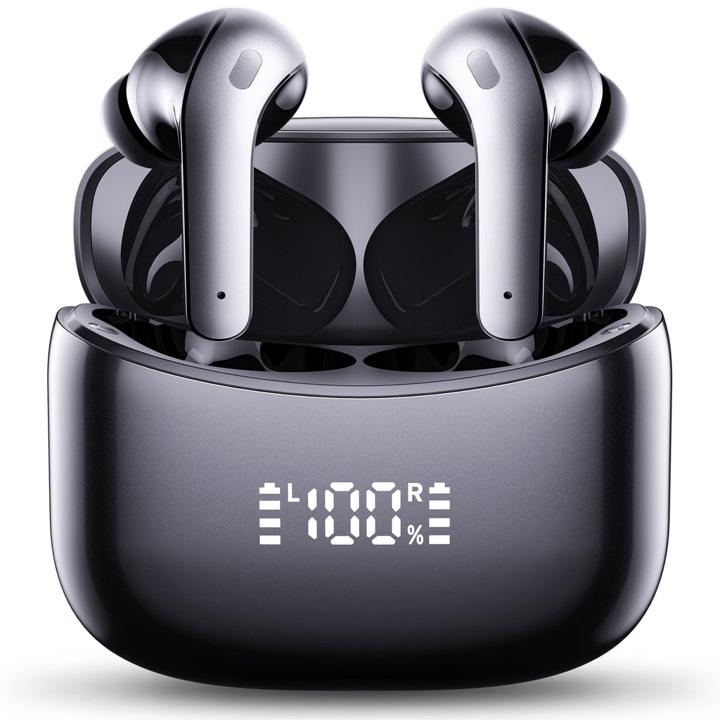 VEATOOL X15 Wireless Earbuds Bluetooth 5.3 Headphones,72H Hi-Fi Stereo Deep Bass Earphones with Noise Cancelling Mic IP7 Waterproof Sport Headset with LED Power Display for Laptop Pad Phones Black